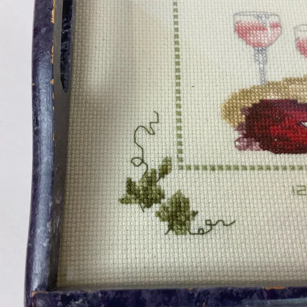 2003s Embroidered tray Glass Wine Grape